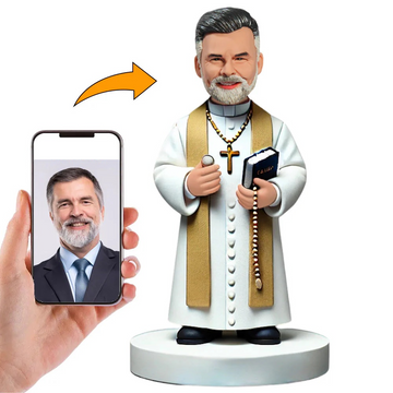 Regalo para Sacerdote en Navidad Sacerdote con Collar de Cruz Figuras 3d Personalizadas con Base Grabado